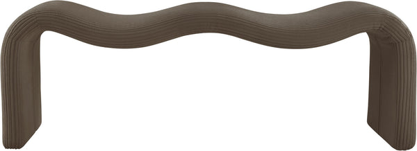 Meridian Furniture Willow Upholstered Bench with Iron Frame for Bedroom Entryway or Living Room Accent Seating Microsuede Corduroy Fabric Brown 22097Brown