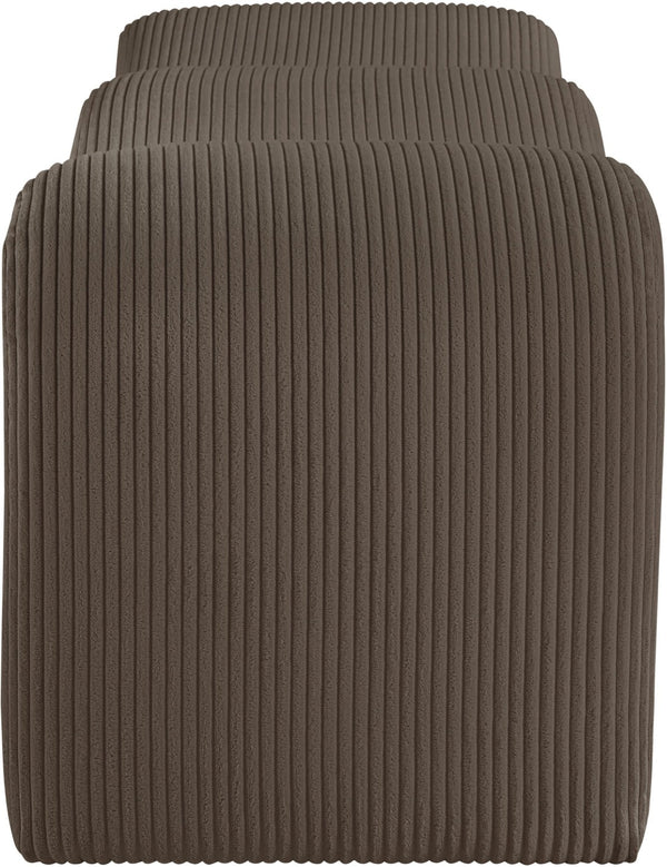 Meridian Furniture Willow Upholstered Bench with Iron Frame for Bedroom Entryway or Living Room Accent Seating Microsuede Corduroy Fabric Brown 22097Brown