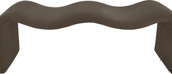 Meridian Furniture Willow Upholstered Bench with Iron Frame for Bedroom Entryway or Living Room Accent Seating Microsuede Corduroy Fabric Brown 22097Brown