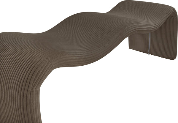 Meridian Furniture Willow Upholstered Bench with Iron Frame for Bedroom Entryway or Living Room Accent Seating Microsuede Corduroy Fabric Brown 22097Brown