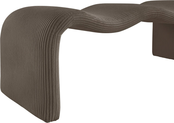 Meridian Furniture Willow Upholstered Bench with Iron Frame for Bedroom Entryway or Living Room Accent Seating Microsuede Corduroy Fabric Brown 22097Brown