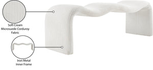 Meridian Furniture Willow Upholstered Bench with Iron Frame for Bedroom Entryway or Living Room Accent Seating Microsuede Corduroy Fabric Cream 22097Cream