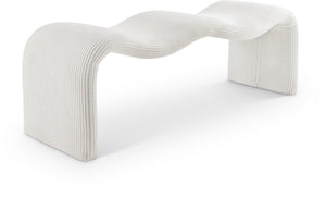 Meridian Furniture Willow Upholstered Bench with Iron Frame for Bedroom Entryway or Living Room Accent Seating Microsuede Corduroy Fabric Cream 22097Cream