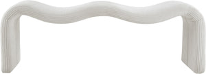 Meridian Furniture Willow Upholstered Bench with Iron Frame for Bedroom Entryway or Living Room Accent Seating Microsuede Corduroy Fabric Cream 22097Cream