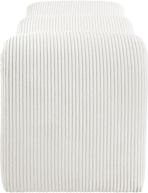 Meridian Furniture Willow Upholstered Bench with Iron Frame for Bedroom Entryway or Living Room Accent Seating Microsuede Corduroy Fabric Cream 22097Cream