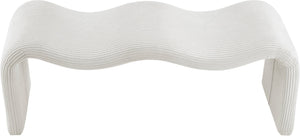 Meridian Furniture Willow Upholstered Bench with Iron Frame for Bedroom Entryway or Living Room Accent Seating Microsuede Corduroy Fabric Cream 22097Cream