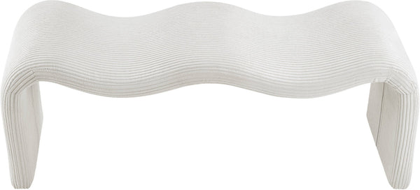 Meridian Furniture Willow Upholstered Bench with Iron Frame for Bedroom Entryway or Living Room Accent Seating Microsuede Corduroy Fabric Cream 22097Cream