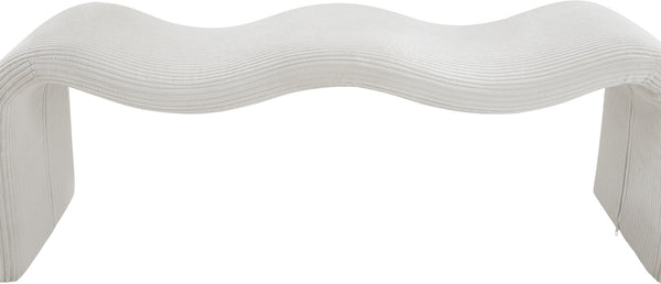 Meridian Furniture Willow Upholstered Bench with Iron Frame for Bedroom Entryway or Living Room Accent Seating Microsuede Corduroy Fabric Cream 22097Cream