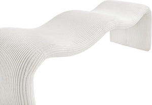 Meridian Furniture Willow Upholstered Bench with Iron Frame for Bedroom Entryway or Living Room Accent Seating Microsuede Corduroy Fabric Cream 22097Cream