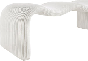 Meridian Furniture Willow Upholstered Bench with Iron Frame for Bedroom Entryway or Living Room Accent Seating Microsuede Corduroy Fabric Cream 22097Cream