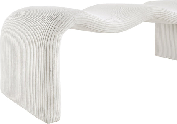 Meridian Furniture Willow Upholstered Bench with Iron Frame for Bedroom Entryway or Living Room Accent Seating Microsuede Corduroy Fabric Cream 22097Cream