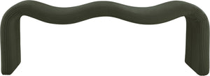 Meridian Furniture Willow Upholstered Bench with Iron Frame for Bedroom Entryway or Living Room Accent Seating Microsuede Corduroy Fabric Green 22097Green