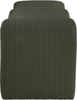 Meridian Furniture Willow Upholstered Bench with Iron Frame for Bedroom Entryway or Living Room Accent Seating Microsuede Corduroy Fabric Green 22097Green