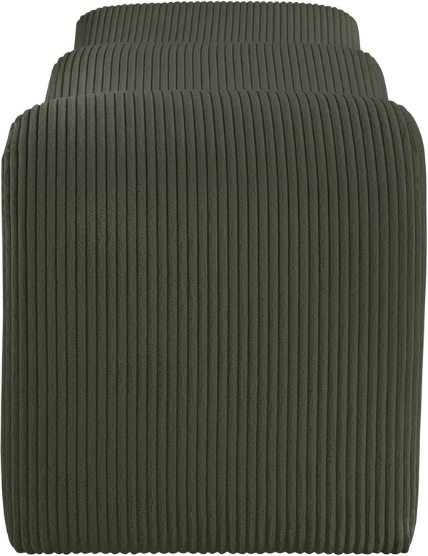 Meridian Furniture Willow Upholstered Bench with Iron Frame for Bedroom Entryway or Living Room Accent Seating Microsuede Corduroy Fabric Green 22097Green