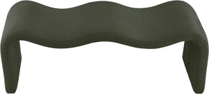 Meridian Furniture Willow Upholstered Bench with Iron Frame for Bedroom Entryway or Living Room Accent Seating Microsuede Corduroy Fabric Green 22097Green