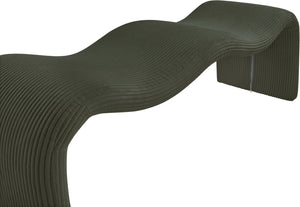 Meridian Furniture Willow Upholstered Bench with Iron Frame for Bedroom Entryway or Living Room Accent Seating Microsuede Corduroy Fabric Green 22097Green