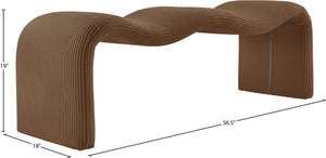 Meridian Furniture Willow Upholstered Bench with Iron Frame for Bedroom Entryway or Living Room Accent Seating Microsuede Corduroy Fabric Saddle 22097Saddle