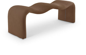 Meridian Furniture Willow Upholstered Bench with Iron Frame for Bedroom Entryway or Living Room Accent Seating Microsuede Corduroy Fabric Saddle 22097Saddle