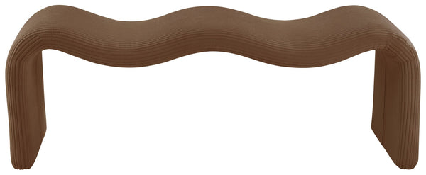 Meridian Furniture Willow Upholstered Bench with Iron Frame for Bedroom Entryway or Living Room Accent Seating Microsuede Corduroy Fabric Saddle 22097Saddle