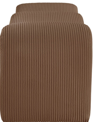 Meridian Furniture Willow Upholstered Bench with Iron Frame for Bedroom Entryway or Living Room Accent Seating Microsuede Corduroy Fabric Saddle 22097Saddle