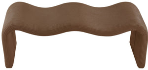 Meridian Furniture Willow Upholstered Bench with Iron Frame for Bedroom Entryway or Living Room Accent Seating Microsuede Corduroy Fabric Saddle 22097Saddle