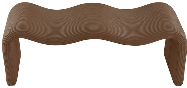 Meridian Furniture Willow Upholstered Bench with Iron Frame for Bedroom Entryway or Living Room Accent Seating Microsuede Corduroy Fabric Saddle 22097Saddle