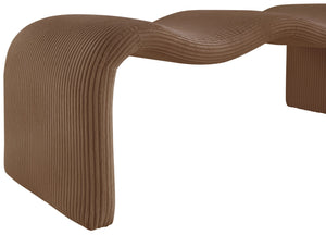 Meridian Furniture Willow Upholstered Bench with Iron Frame for Bedroom Entryway or Living Room Accent Seating Microsuede Corduroy Fabric Saddle 22097Saddle