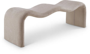 Meridian Furniture Willow Upholstered Bench with Iron Frame for Bedroom Entryway or Living Room Accent Seating Chenille Fabric Beige 22098Beige