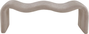 Meridian Furniture Willow Upholstered Bench with Iron Frame for Bedroom Entryway or Living Room Accent Seating Chenille Fabric Beige 22098Beige