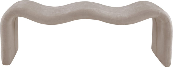 Meridian Furniture Willow Upholstered Bench with Iron Frame for Bedroom Entryway or Living Room Accent Seating Chenille Fabric Beige 22098Beige