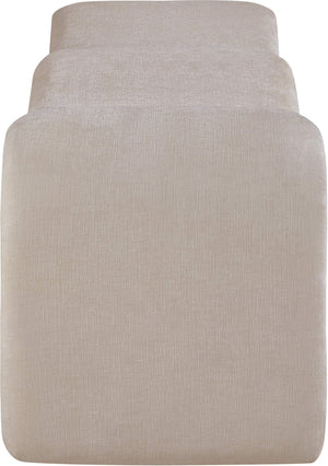 Meridian Furniture Willow Upholstered Bench with Iron Frame for Bedroom Entryway or Living Room Accent Seating Chenille Fabric Beige 22098Beige