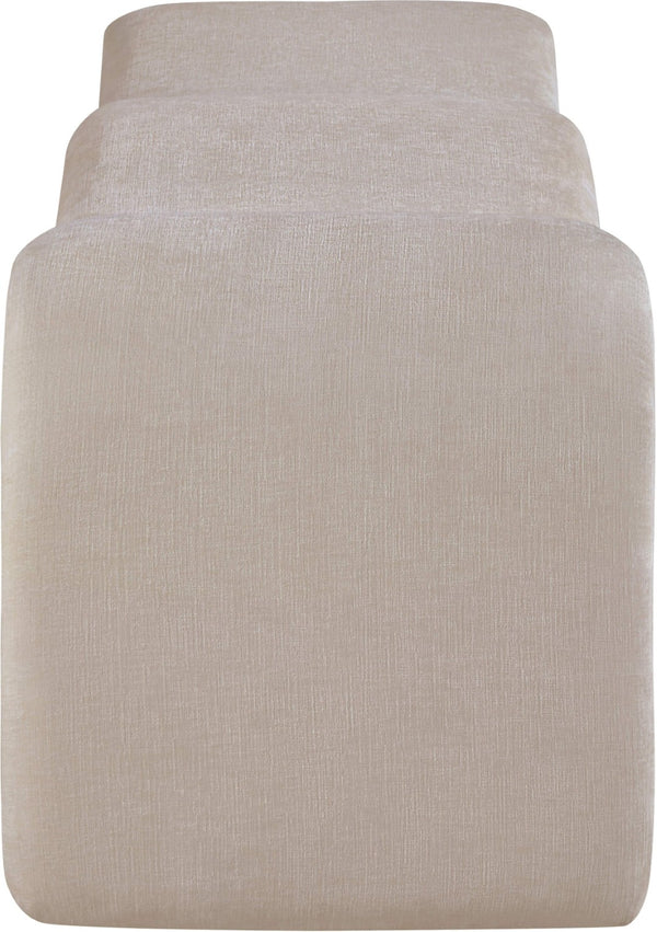 Meridian Furniture Willow Upholstered Bench with Iron Frame for Bedroom Entryway or Living Room Accent Seating Chenille Fabric Beige 22098Beige