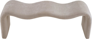 Meridian Furniture Willow Upholstered Bench with Iron Frame for Bedroom Entryway or Living Room Accent Seating Chenille Fabric Beige 22098Beige