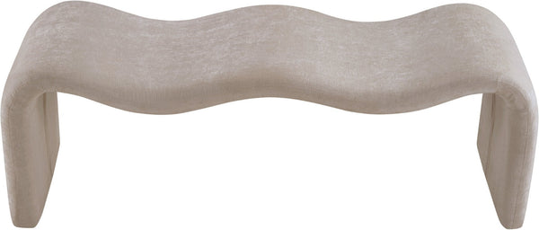 Meridian Furniture Willow Upholstered Bench with Iron Frame for Bedroom Entryway or Living Room Accent Seating Chenille Fabric Beige 22098Beige