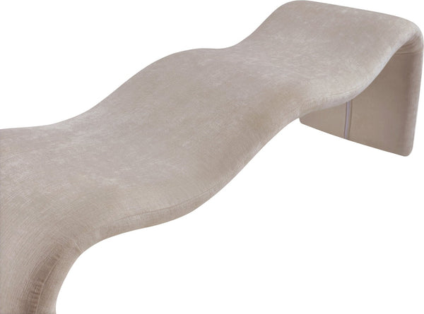 Meridian Furniture Willow Upholstered Bench with Iron Frame for Bedroom Entryway or Living Room Accent Seating Chenille Fabric Beige 22098Beige