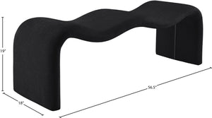 Meridian Furniture Willow Upholstered Bench with Iron Frame for Bedroom Entryway or Living Room Accent Seating Chenille Fabric Black 22098Black