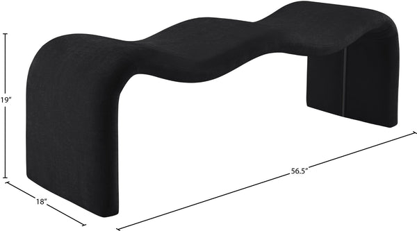 Meridian Furniture Willow Upholstered Bench with Iron Frame for Bedroom Entryway or Living Room Accent Seating Chenille Fabric Black 22098Black