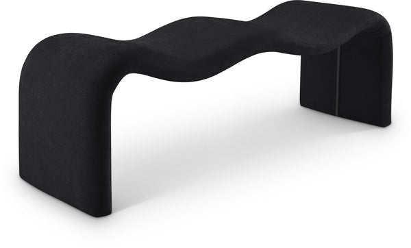 Meridian Furniture Willow Upholstered Bench with Iron Frame for Bedroom Entryway or Living Room Accent Seating Chenille Fabric Black 22098Black