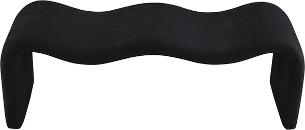 Meridian Furniture Willow Upholstered Bench with Iron Frame for Bedroom Entryway or Living Room Accent Seating Chenille Fabric Black 22098Black