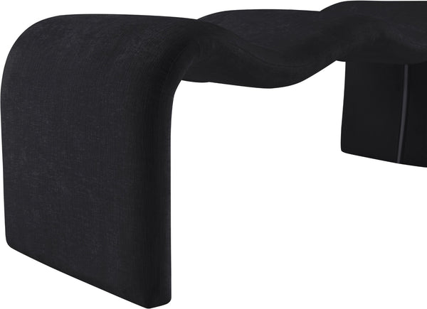 Meridian Furniture Willow Upholstered Bench with Iron Frame for Bedroom Entryway or Living Room Accent Seating Chenille Fabric Black 22098Black