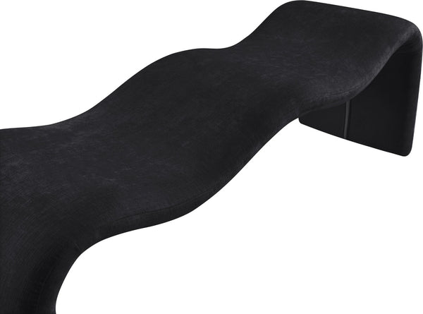 Meridian Furniture Willow Upholstered Bench with Iron Frame for Bedroom Entryway or Living Room Accent Seating Chenille Fabric Black 22098Black