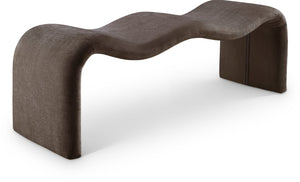 Meridian Furniture Willow Upholstered Bench with Iron Frame for Bedroom Entryway or Living Room Accent Seating Chenille Fabric Brown 22098Brown