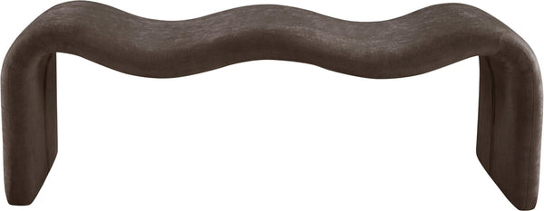 Meridian Furniture Willow Upholstered Bench with Iron Frame for Bedroom Entryway or Living Room Accent Seating Chenille Fabric Brown 22098Brown