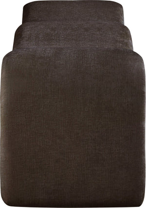 Meridian Furniture Willow Upholstered Bench with Iron Frame for Bedroom Entryway or Living Room Accent Seating Chenille Fabric Brown 22098Brown