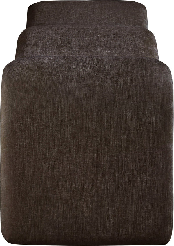 Meridian Furniture Willow Upholstered Bench with Iron Frame for Bedroom Entryway or Living Room Accent Seating Chenille Fabric Brown 22098Brown