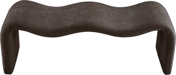 Meridian Furniture Willow Upholstered Bench with Iron Frame for Bedroom Entryway or Living Room Accent Seating Chenille Fabric Brown 22098Brown