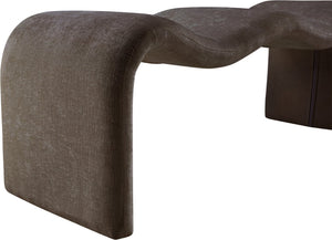 Meridian Furniture Willow Upholstered Bench with Iron Frame for Bedroom Entryway or Living Room Accent Seating Chenille Fabric Brown 22098Brown