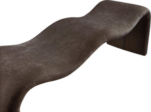 Meridian Furniture Willow Upholstered Bench with Iron Frame for Bedroom Entryway or Living Room Accent Seating Chenille Fabric Brown 22098Brown