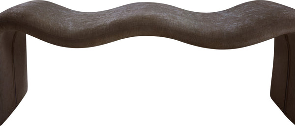 Meridian Furniture Willow Upholstered Bench with Iron Frame for Bedroom Entryway or Living Room Accent Seating Chenille Fabric Brown 22098Brown