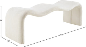 Meridian Furniture Willow Upholstered Bench with Iron Frame for Bedroom Entryway or Living Room Accent Seating Chenille Fabric Cream 22098Cream